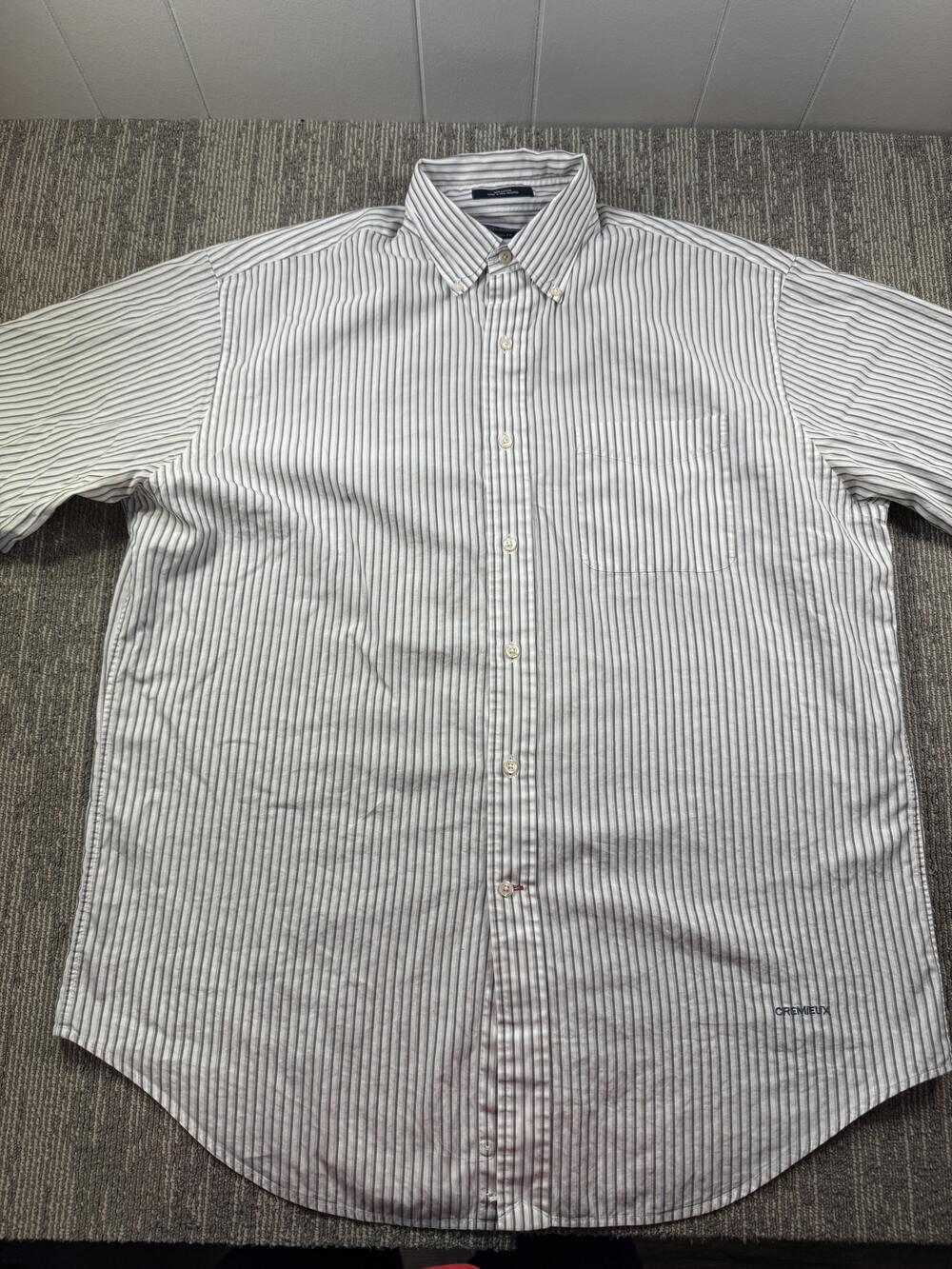 Daniel Cremieux Shirt Mens Large Gray Stripe Short Sleeve Button Down Casual